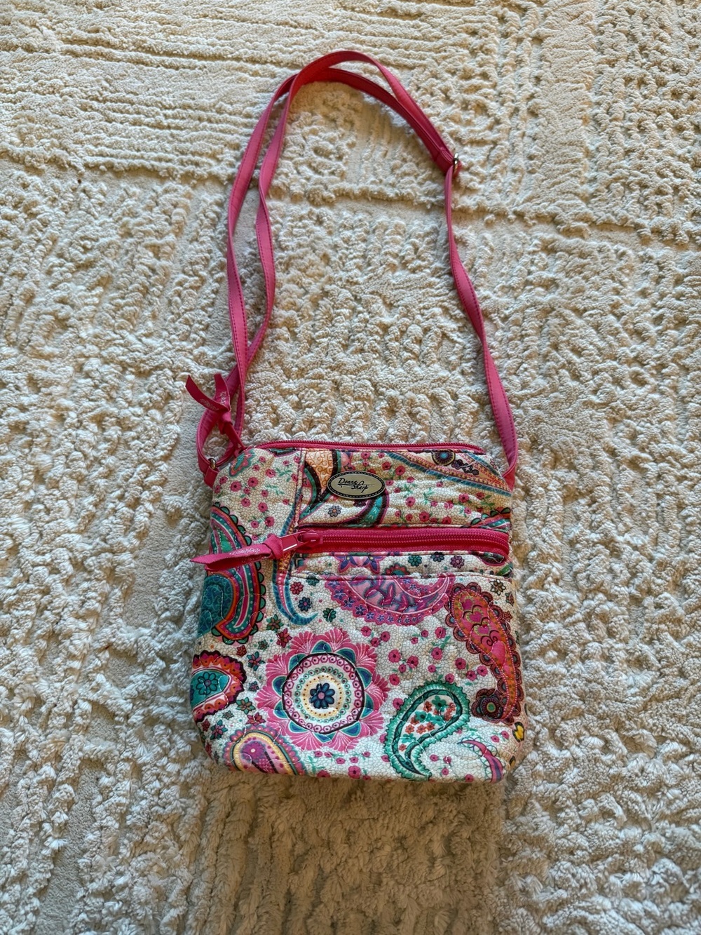 Donna Sharp Pink Paisley Crossbody Bag